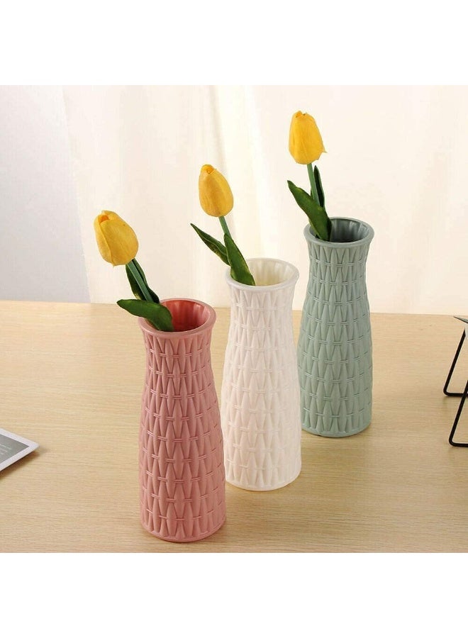 ChicAbode السيراميك تبدو الزهرية البلاستيكية، الزهرية غير القابلة للكسر، للزهور الزهرية الزهرية للقطع المركزية أو ديكور المنزل غرفة المعيشة الداخلية، الزهرية الزهرية الحديثة الزخرفية لغرفة المعيشة المكتب الوردي - Image 5